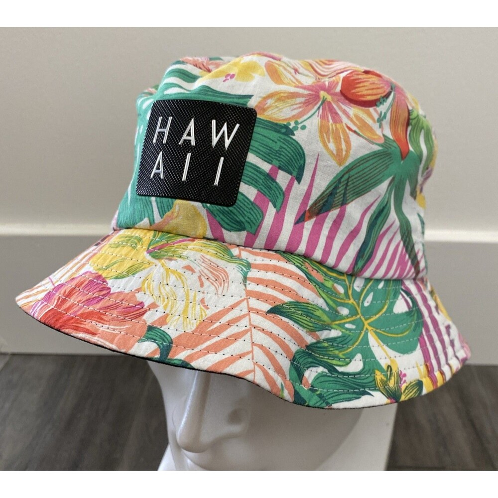 Robin Ruth Bucket Hat Hawaii Been There Tropical Destination Plant Palm Monstera
